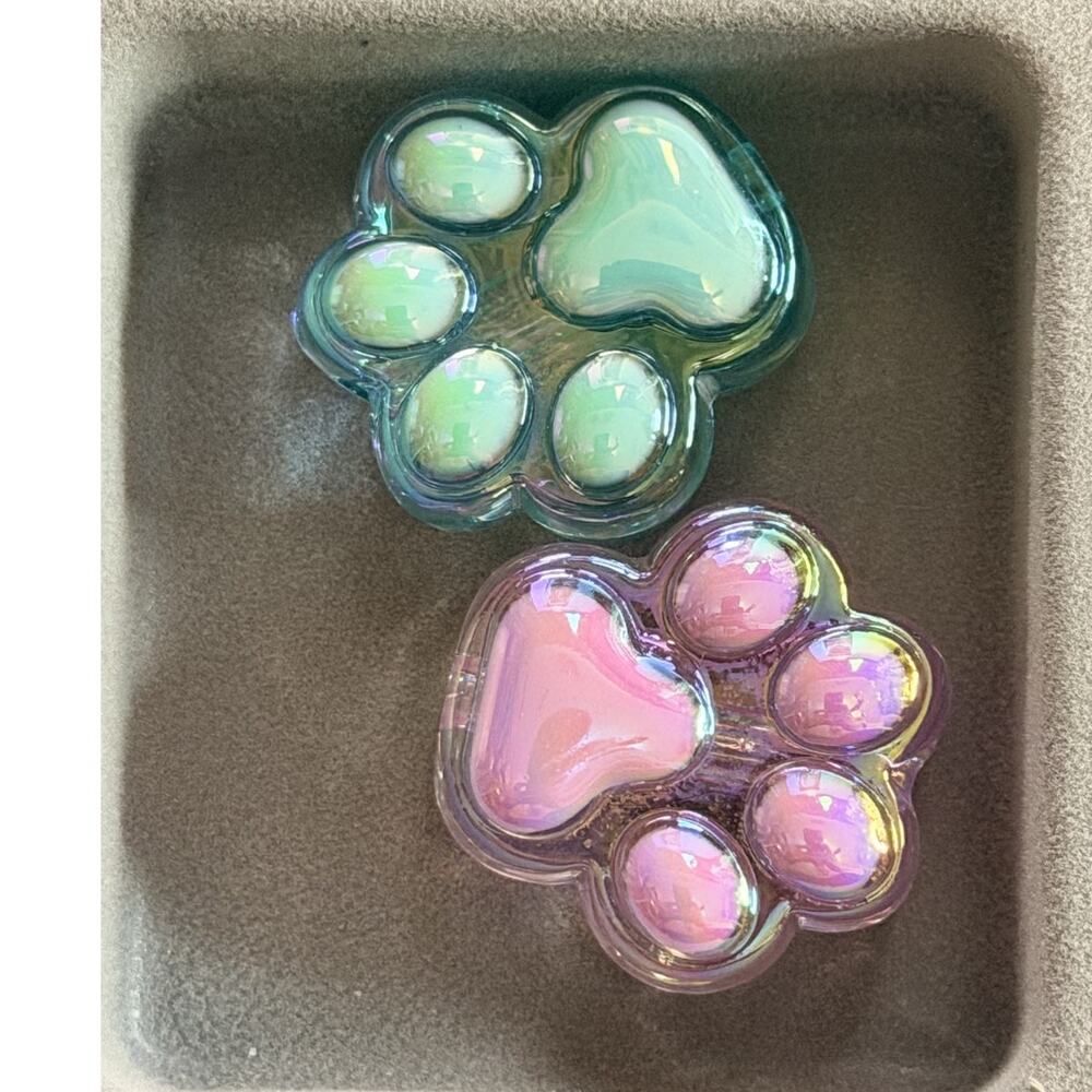 #8111 2 Piece Large Acrylic Pawprint Bead - for Beadable Items